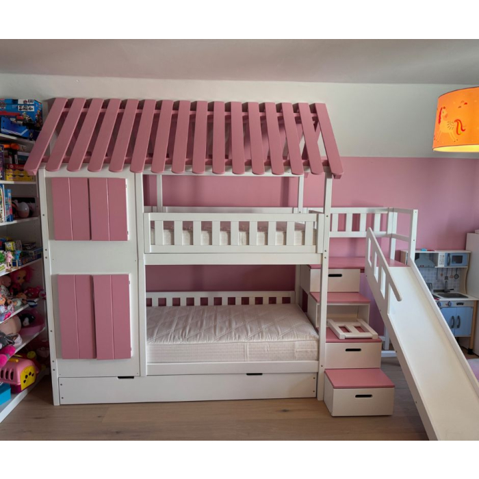 modern kinderbed met glijbaan montage
